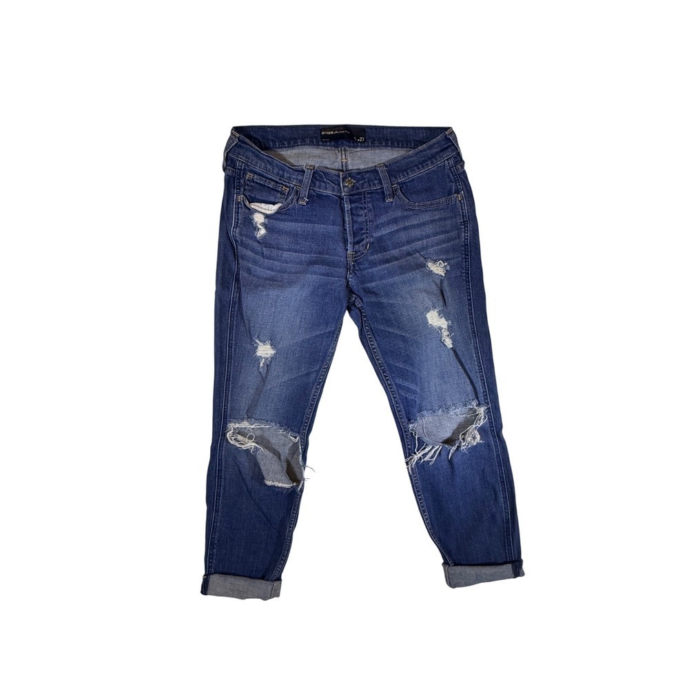 Hollister Women's Boyfriend Ultra Low Rise Distressed Capris size 5